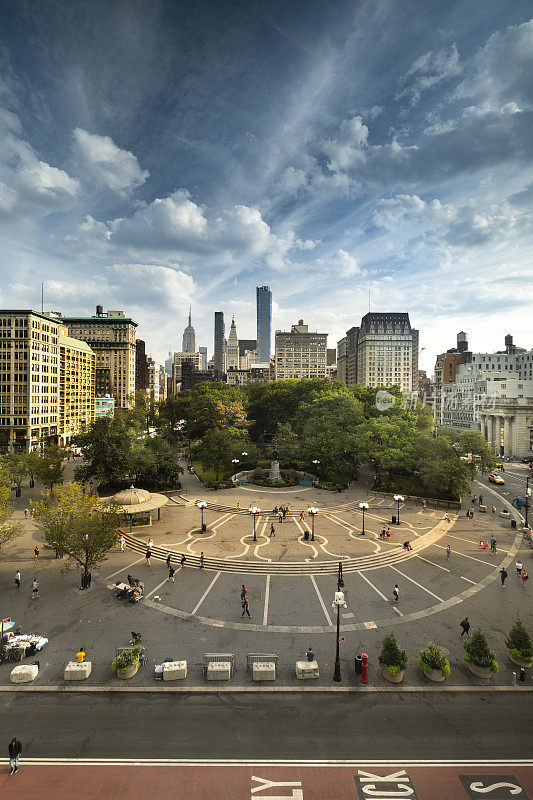 美国纽约市曼哈顿市中心的联合广场公园