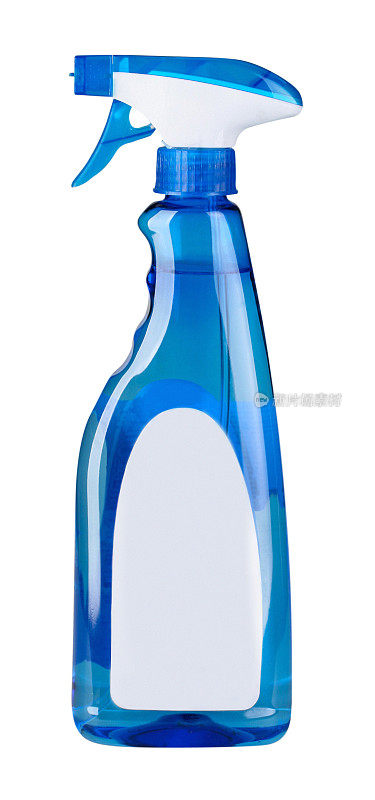 蓝色塑料瓶，带喷雾器，空白标签