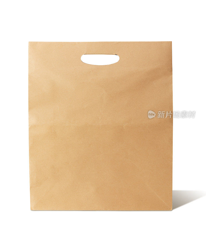 空白棕色购物袋与剪切路径。纸袋