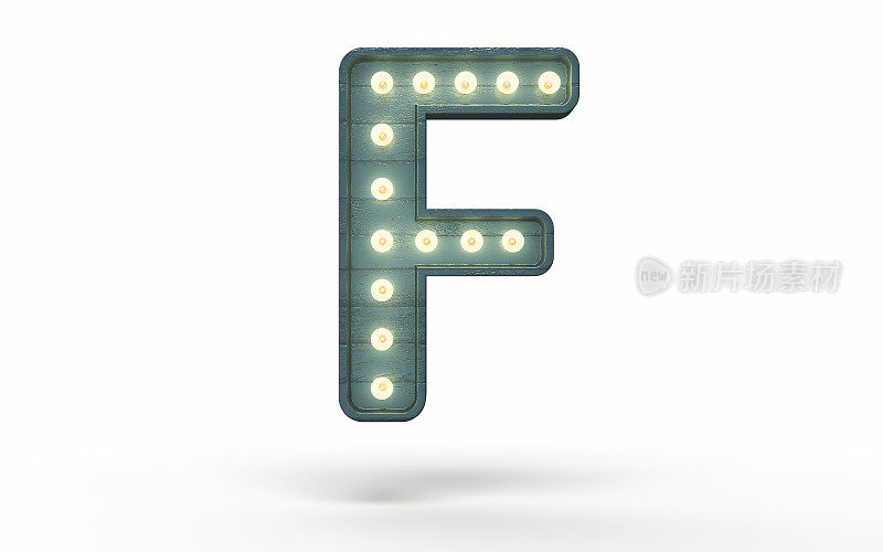 字母F装饰着绿色木头覆盖的灯泡