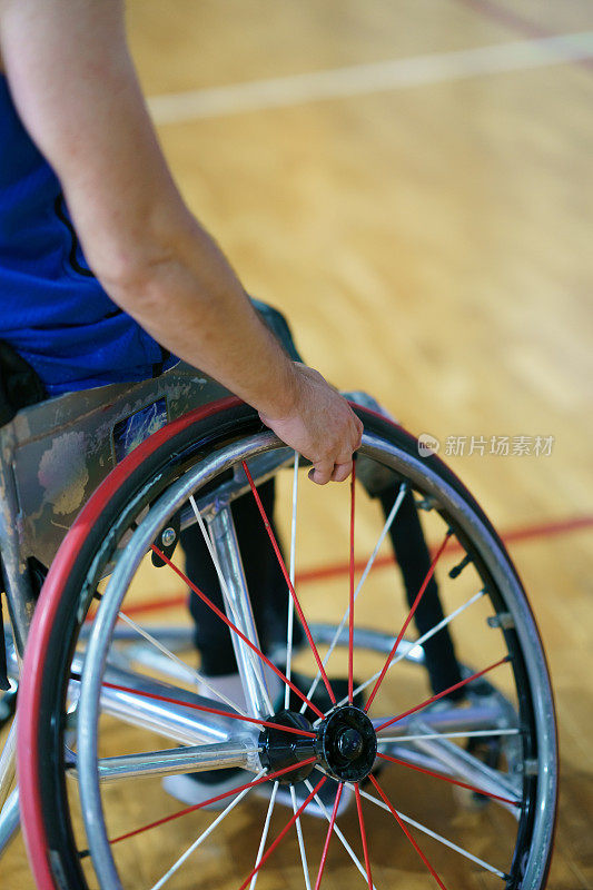 特写轮椅篮球运动员车轮