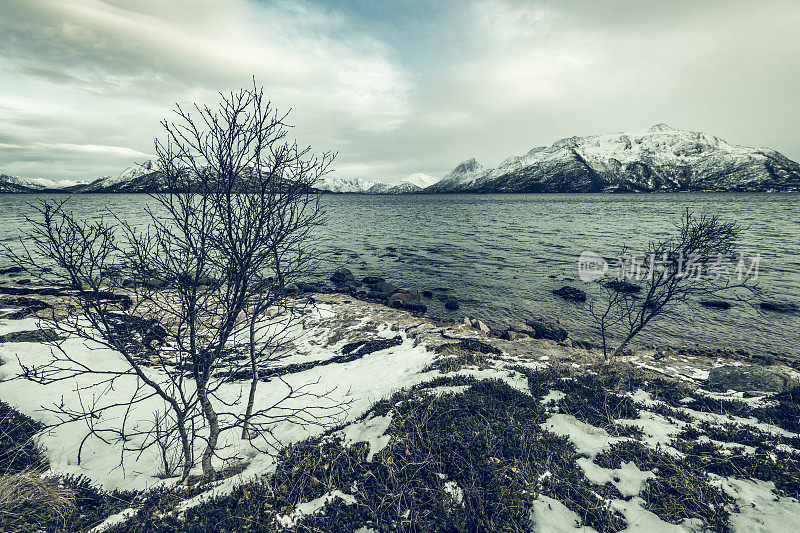 冬季，挪威Vesteralen岛上的M?klandsfjord