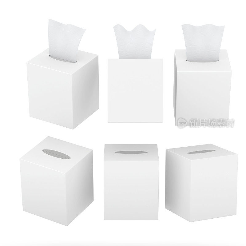 白色空白方形纸巾盒与剪切路径