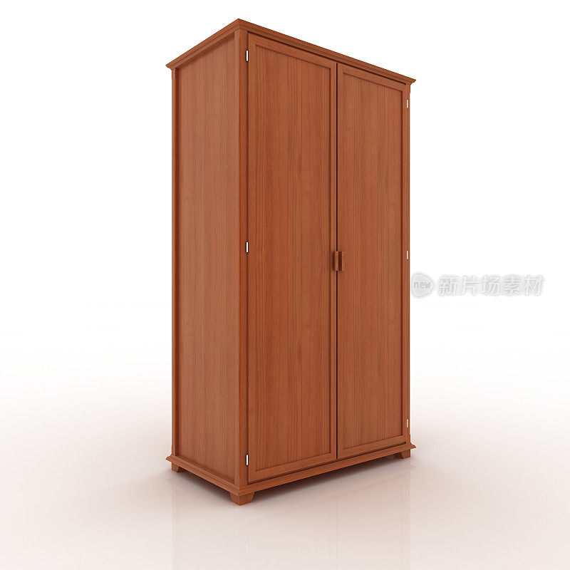 白色背景上的木制衣柜