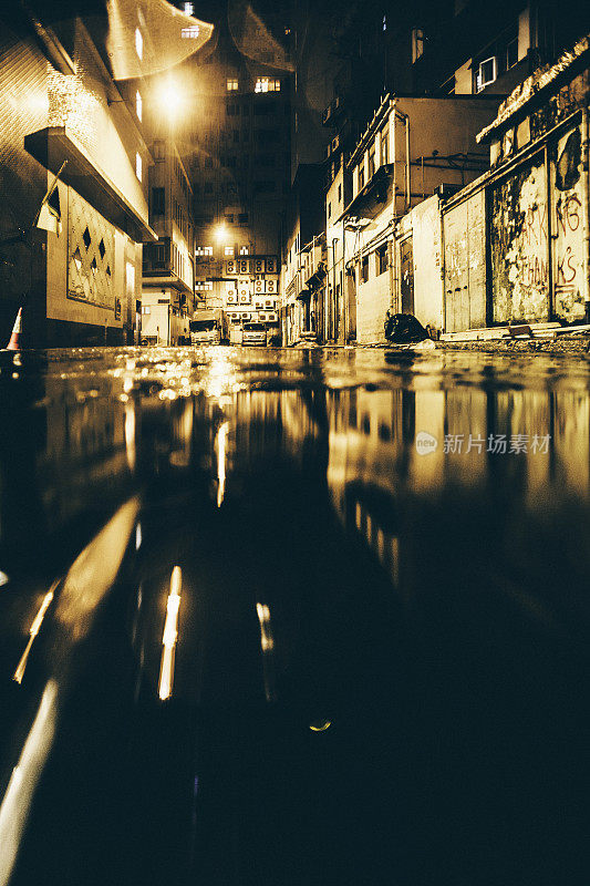 城市的雨夜。