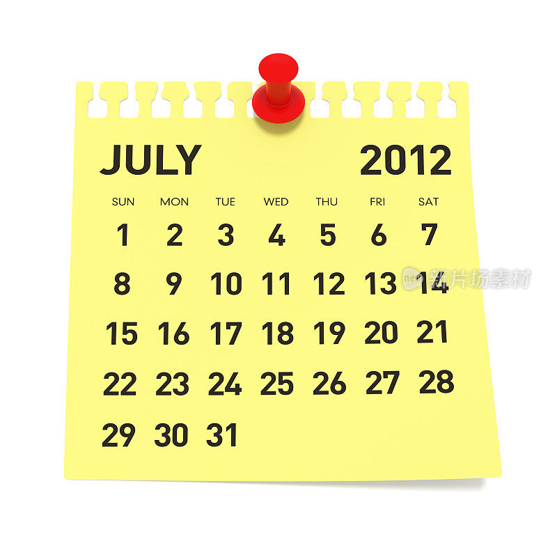 2012年7月-日历