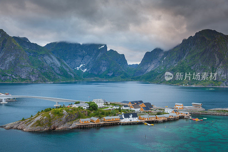 挪威罗浮敦群岛全景，日落美景