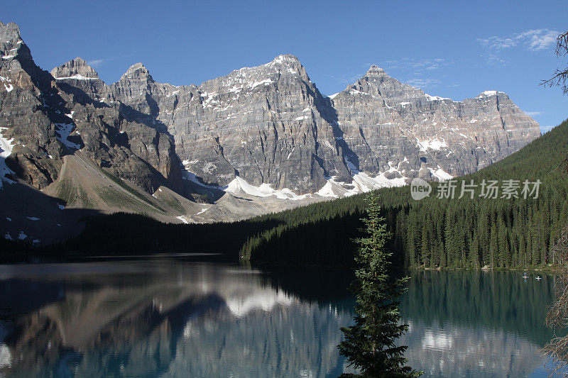 加拿大班夫国家公园的冰碛湖