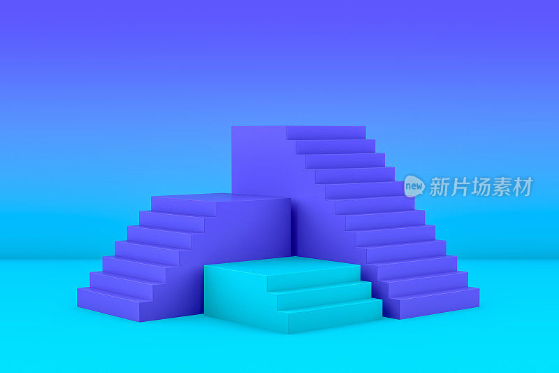 3D抽象的最小楼梯，梯子，讲台