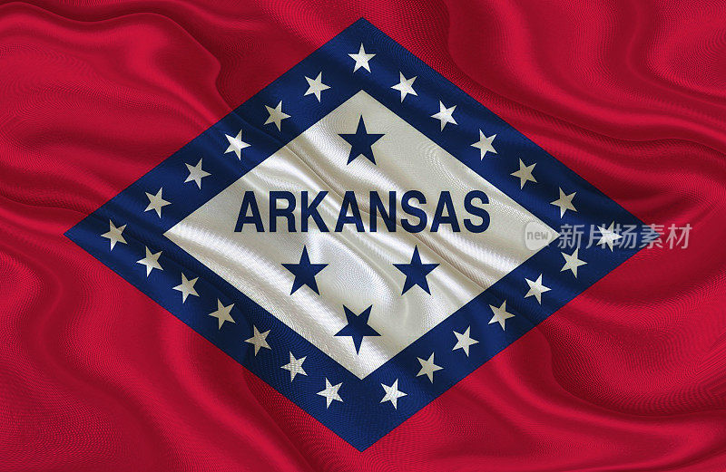 美国阿肯色州飘扬的旗帜。