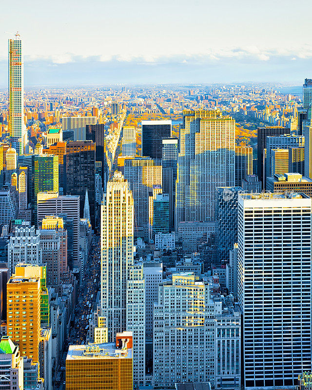 鸟瞰图曼哈顿市中心纽约美国反射