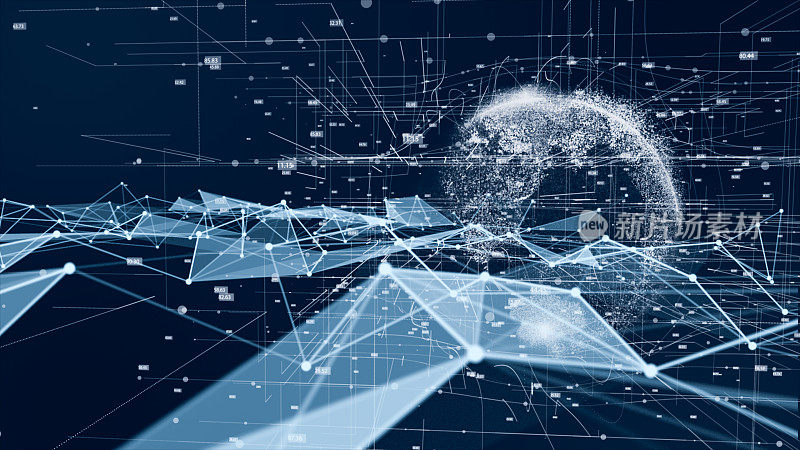 5G和AI技术，全球通信网络概念。业务图。全球业务。