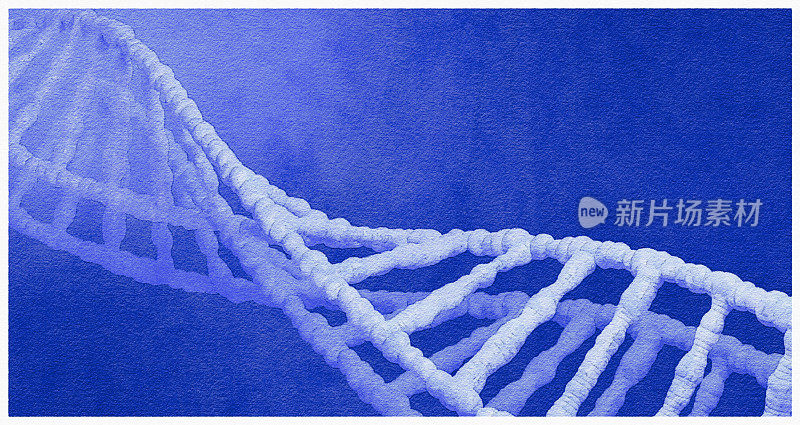 3D渲染，在上面应用了水彩滤镜，描绘了DNA和RNA链。