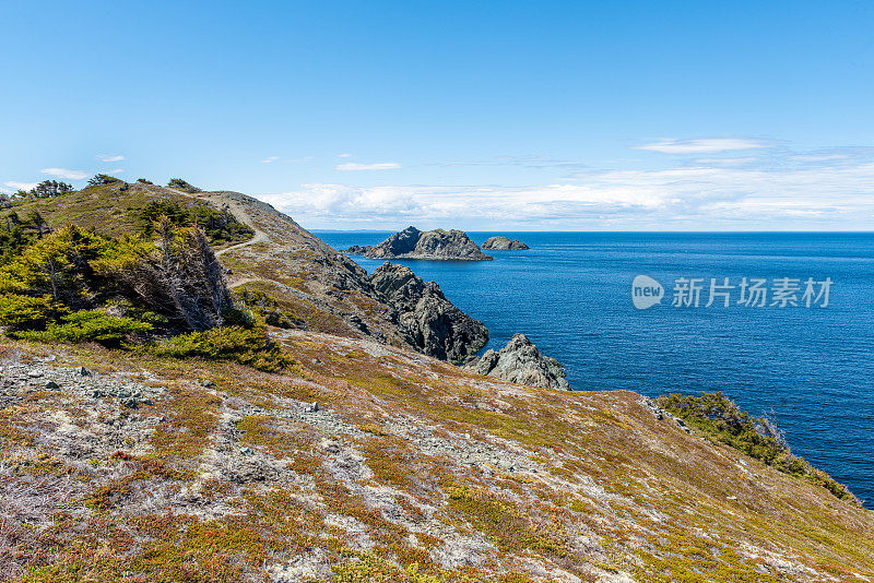 低头，保姆洞和睡眠湾小径，乌鸦头，Twillingate，加拿大