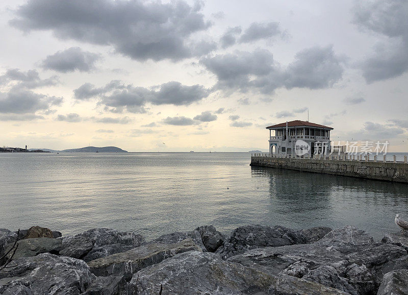 风景，海，云，蓝色，Kadıköy，土耳其伊斯坦布尔