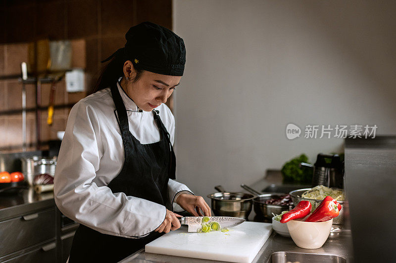 一个国际厨师在厨房的肖像。