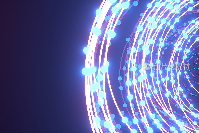 抽象发光的霓虹灯圆形未来技术背景