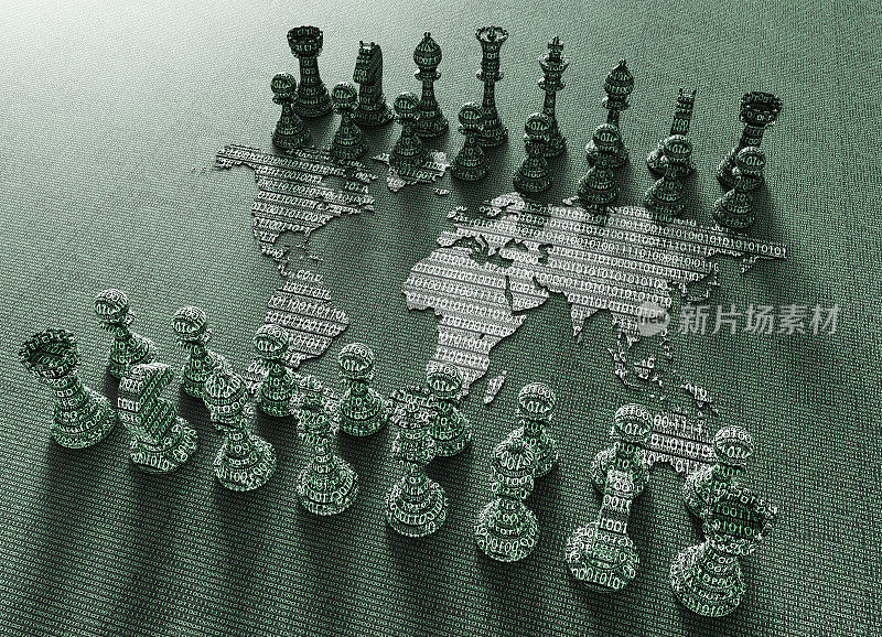 数字世界地图棋盘与国际象棋玩