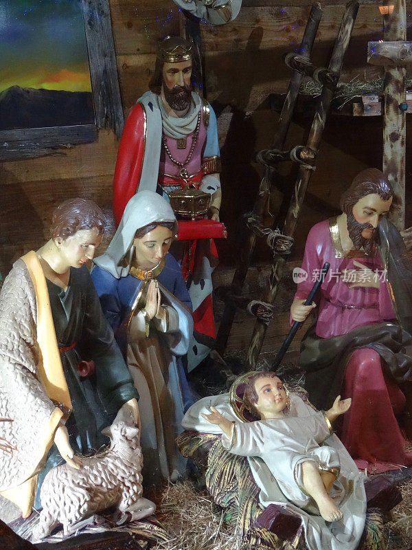 圣诞的形象显示与玛利亚，约瑟，耶稣，三王