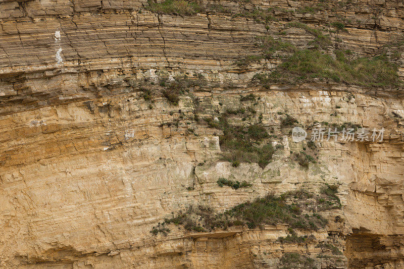 石灰岩地质岩石层在悬崖上