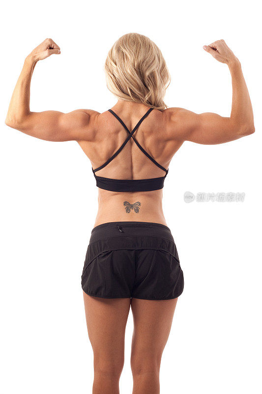 健身女性伸缩背部肌肉