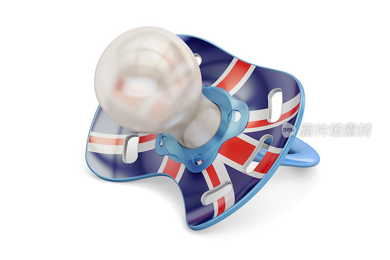 英国的生育和出生率在英国的概念，3D渲染孤立的白色背景