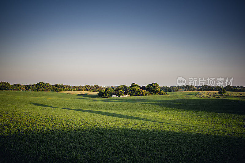 日落时典型的丹麦乡村场景