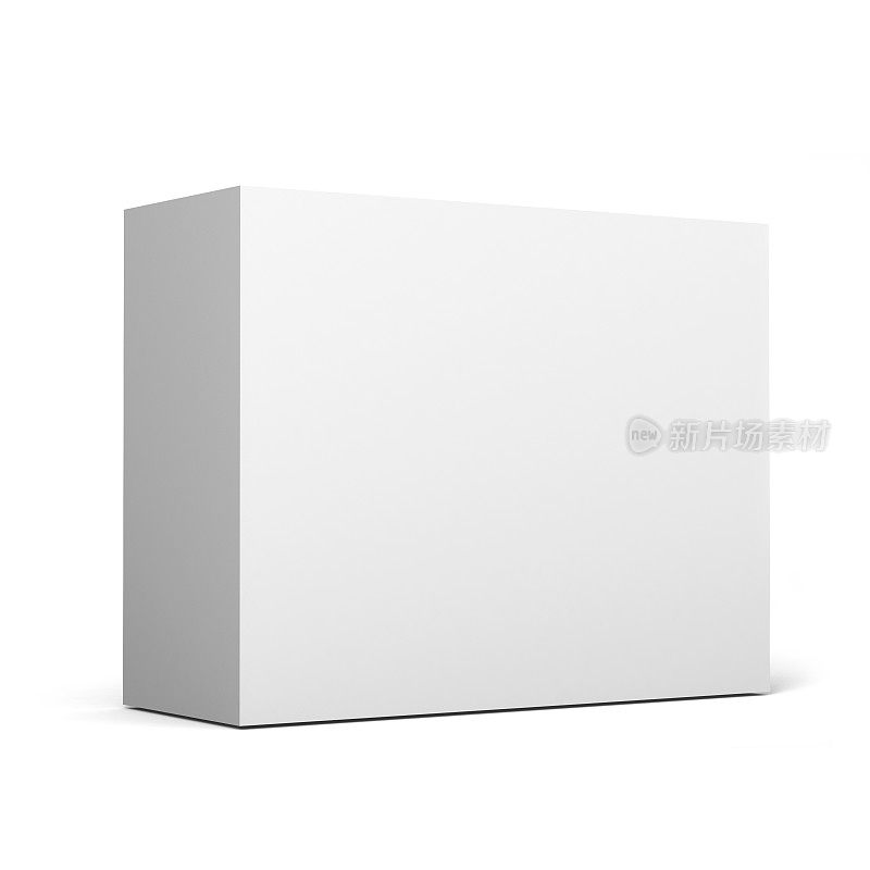 白色空白纸板包装的3d盒子在白色背景模拟和模板设计。