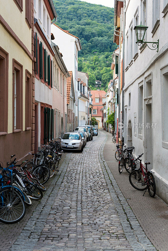 德国海德堡的鹅卵石街道，Baden-Württemberg