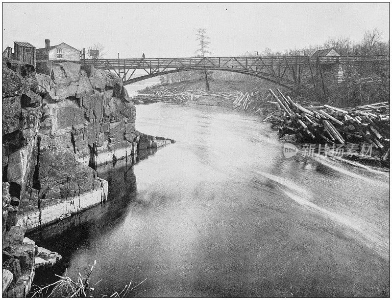 美国著名风景的古董照片:圣克罗伊河，威斯康星州