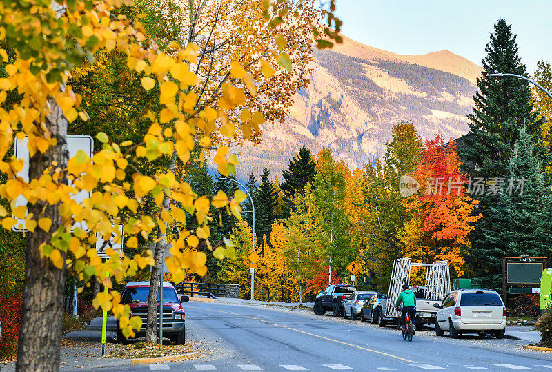 加拿大秋天坎摩尔的街道
