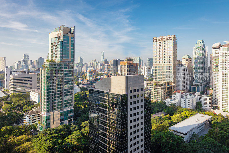 现代建筑曼谷摩天大楼空中城市景观泰国