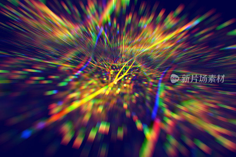 爆炸抽象彩虹霓虹彩色光束模糊运动速度图案幻想变化背景