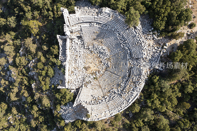 Termessos古城和剧院无人机拍摄的4K镜头