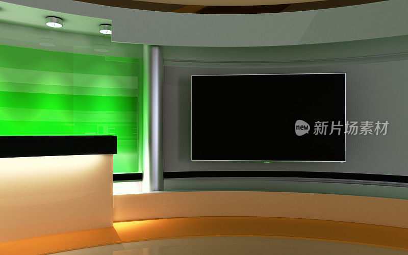 互动工作室背景。电视演播室。新闻工作室。