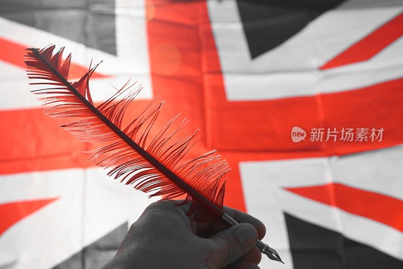 英国国旗，羽毛笔