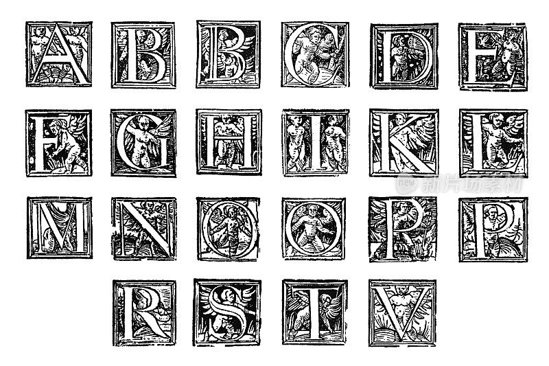 来自1600年的古董首字母