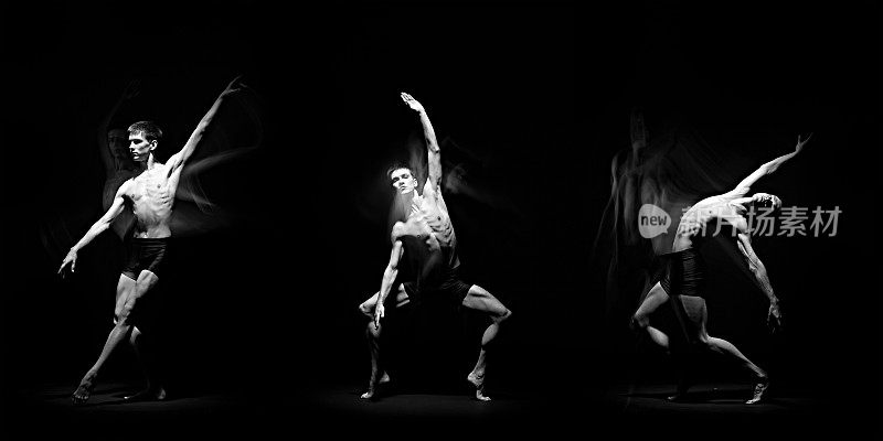 三个男人表演不同的芭蕾舞动作