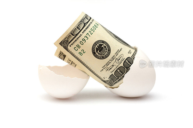 鸡蛋和一百元钞票