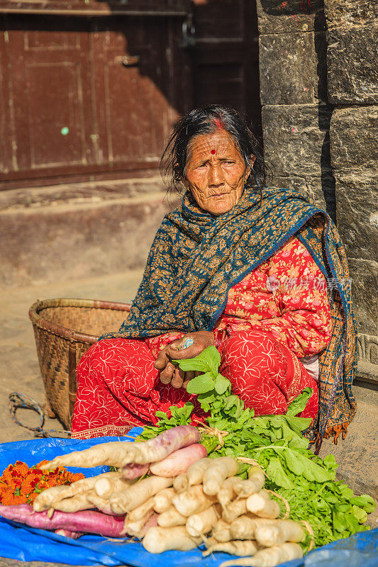 尼泊尔街头小贩在帕坦，尼泊尔