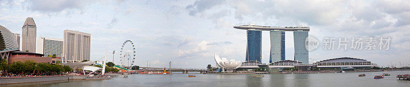 新加坡全景，摩天大楼，飞行者，艺术科学博物馆和金沙