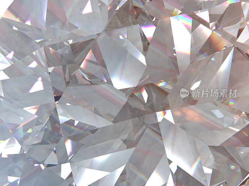 层状纹理，三角形钻石或晶体形状的背景。三维渲染模型