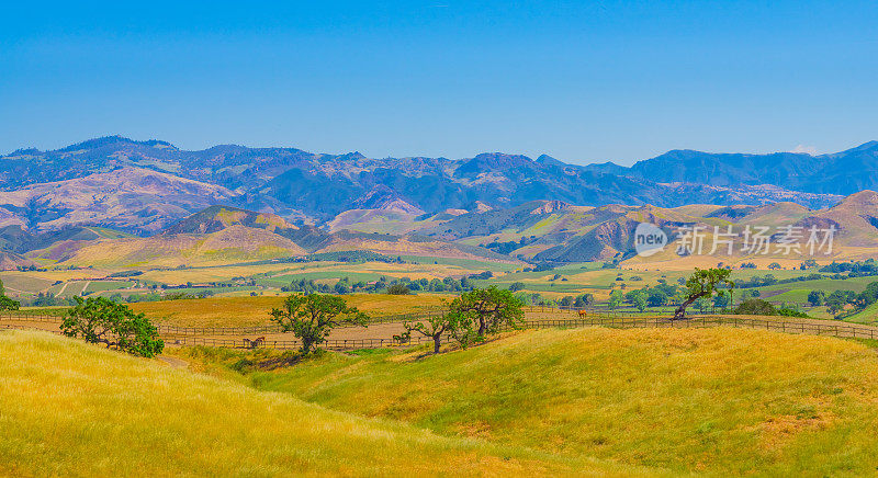 加州圣巴巴拉的圣伊内兹山谷全景