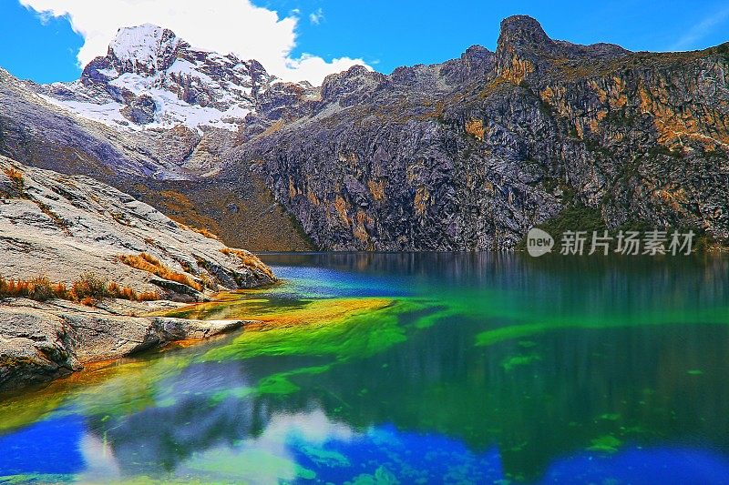 泻湖Churup和Cordillera布兰卡——秘鲁安第斯山脉的Ancash