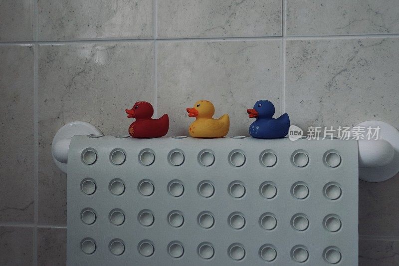 塑料鸭子排成一排