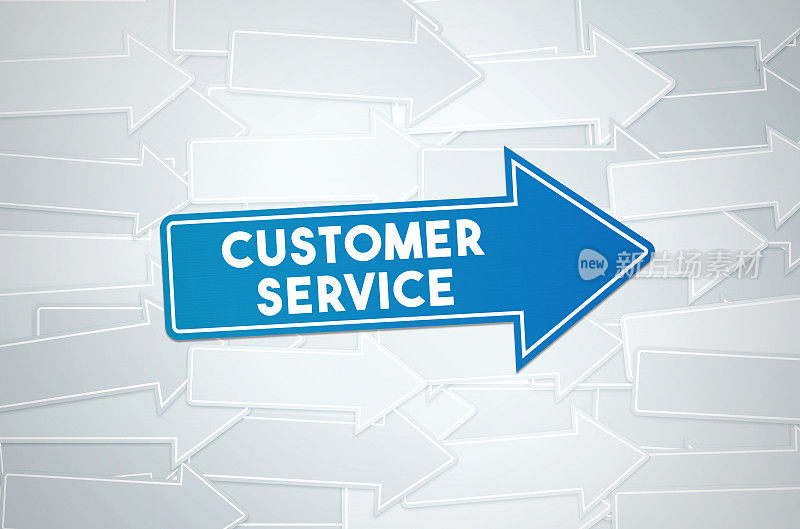 蓝色路标上的客户服务文字概念