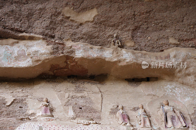 甘肃天水巫山水幕洞窟中国古代传统寺庙石窟浮雕