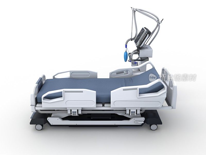 医用呼吸机用于白色背景下肺部的机械通气