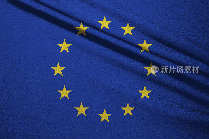 美丽的欧盟或欧盟旗帜，欧盟是欧洲国家企业的经济目标。