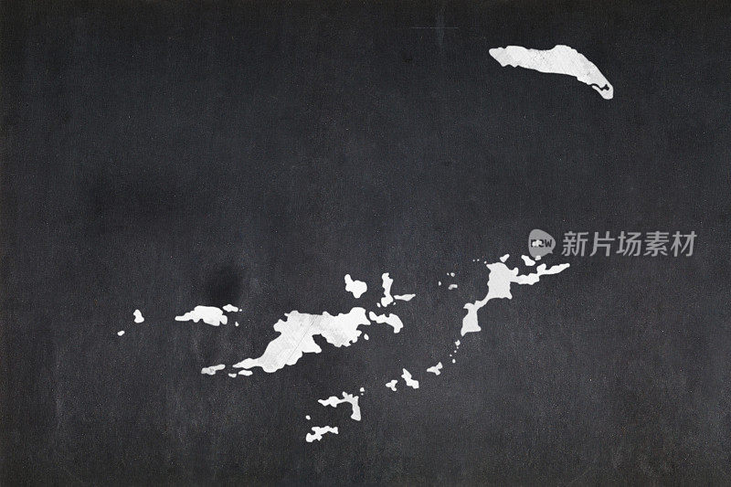 在黑板上画的英属维尔京群岛地图